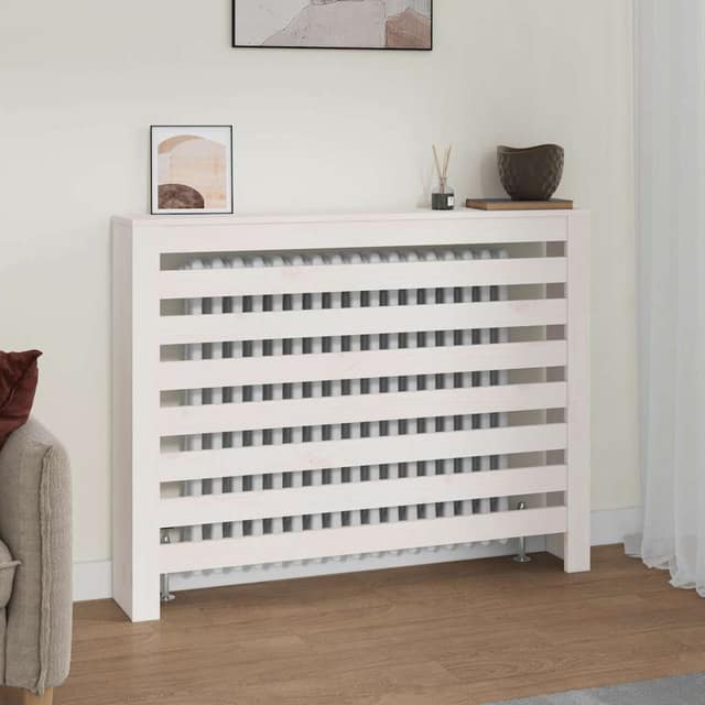 VidaXL Κάλυμμα Καλοριφέρ Λευκό 108,5x19x84 εκ. από Μασίφ Ξύλο Πεύκου