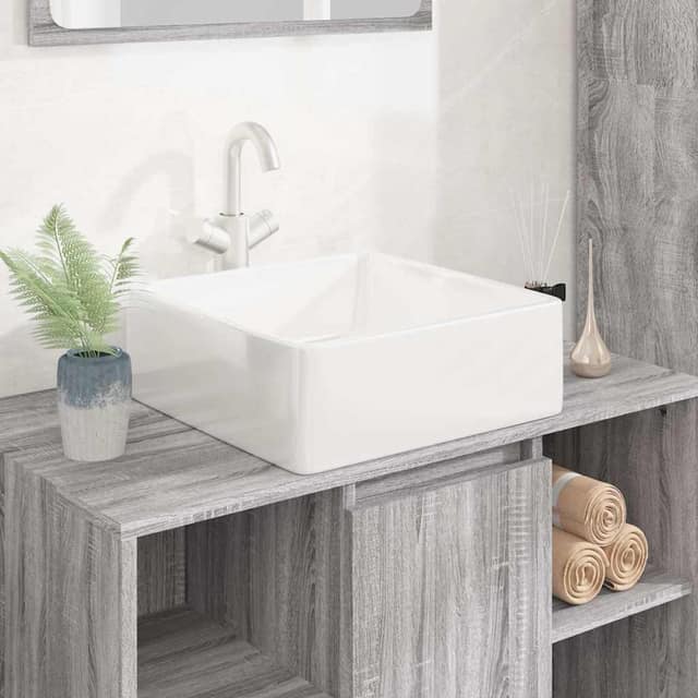 VidaXL Νιπτήρας Τετράγωνος Λευκός 37x37x13 εκ. Κεραμικός