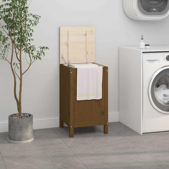 VidaXL Καλάθι Ρούχων Καφέ μελί 44x44x76 εκ από Μασίφ Ξύλο Πεύκου