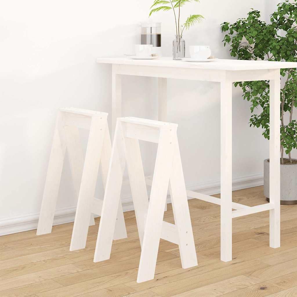 VidaXL Σκαμπό 2 Τεμ. Λευκή 40x40x75 εκ. από Μασίφ Ξύλο Πεύκου