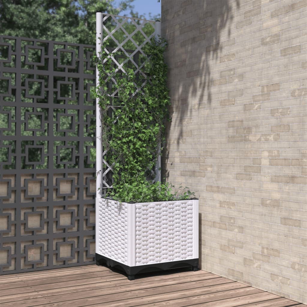 VidaXL Ζαρντινιέρα Κήπου με Καφασωτό Λευκή 40x40x136εκ. Πολυπροπυλένιο