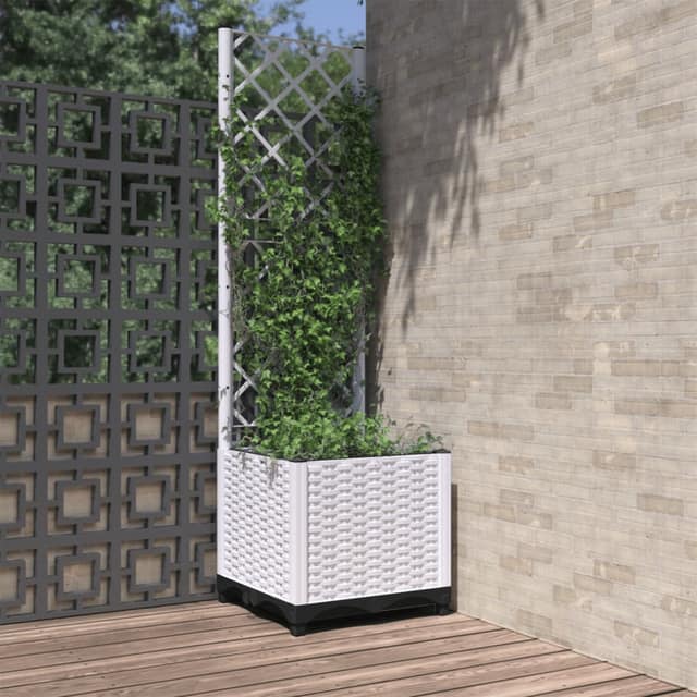 VidaXL Ζαρντινιέρα Κήπου με Καφασωτό Λευκή 40x40x136εκ. Πολυπροπυλένιο