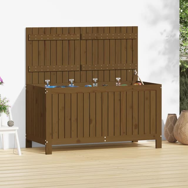 VidaXL Κουτί Αποθήκευσης Καφέ Μελί 121x55x64 εκ. Μασίφ Ξύλο Πεύκου