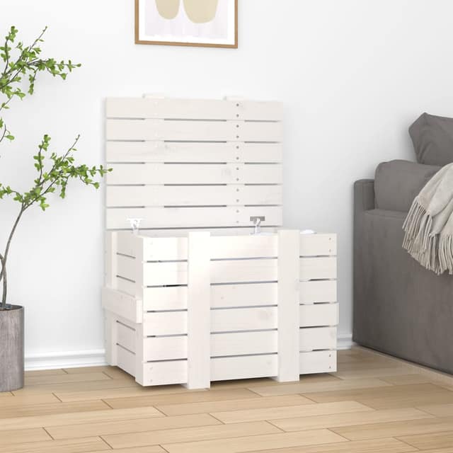 VidaXL Κουτί Αποθήκευσης Λευκό 58x40,5x42 εκ. από Μασίφ Ξύλο Πεύκου