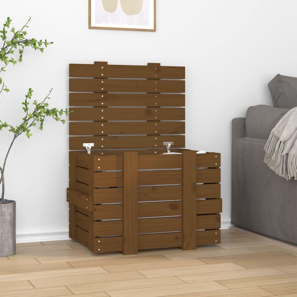 VidaXL Κουτί Αποθήκευσης Καφέ Μελί 58x40,5x42 εκ. Μασίφ Ξύλο Πεύκου