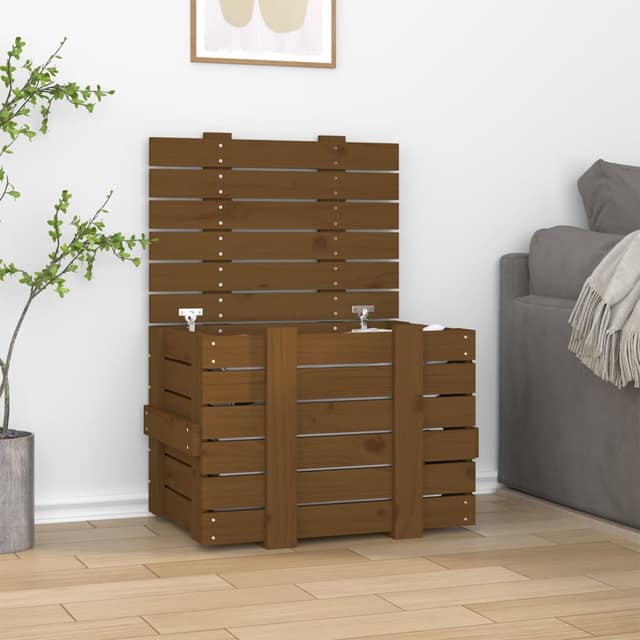 VidaXL Κουτί Αποθήκευσης Καφέ Μελί 58x40,5x42 εκ. Μασίφ Ξύλο Πεύκου