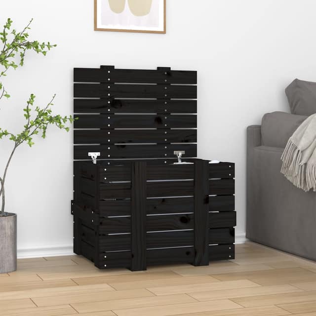 VidaXL Κουτί Αποθήκευσης Μαύρα 58x40,5x42 εκ. Μασίφ Ξύλο Πεύκου