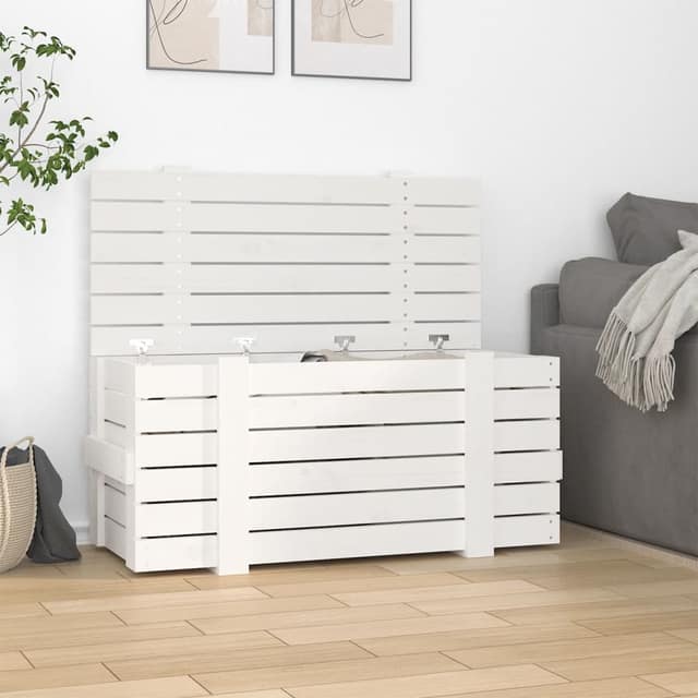 VidaXL Κουτί Αποθήκευσης Λευκό 91x40,5x42 εκ από Μασίφ Ξύλο Πεύκου