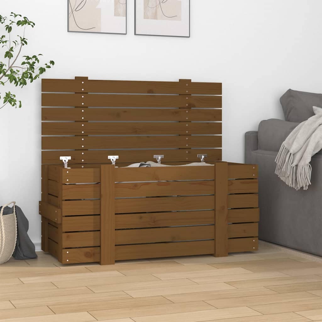 VidaXL Κουτί Αποθήκευσης Καφέ Μελί 91x40,5x42 εκ. Μασίφ Ξύλο Πεύκου