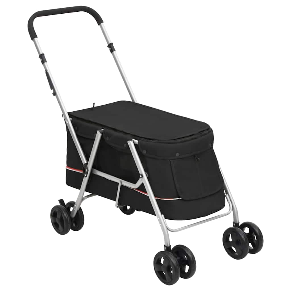 VidaXL Καρότσι Σκύλου Πτυσσόμενο Μαύρο 100 x 49 x 96 εκ. Λινό Ύφασμα