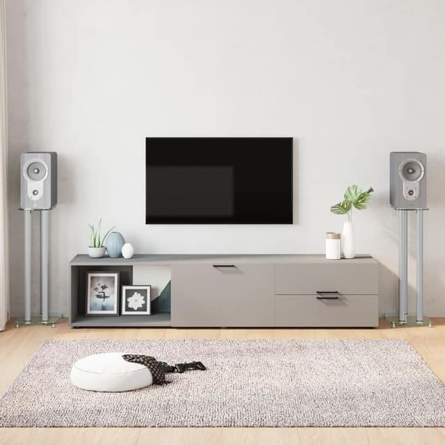 VidaXL Βάσεις Ηχείων με 3 Στήλες 2 Τεμ. Ασημί από Ψημένο Γυαλί