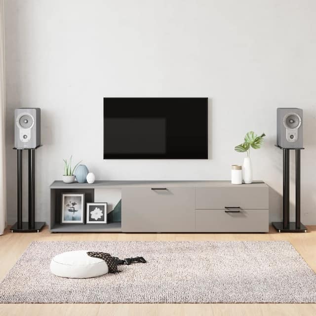 VidaXL Βάσεις Ηχείων με 3 Στήλες 2 Τεμ. Μαύρες από Ψημένο Γυαλί