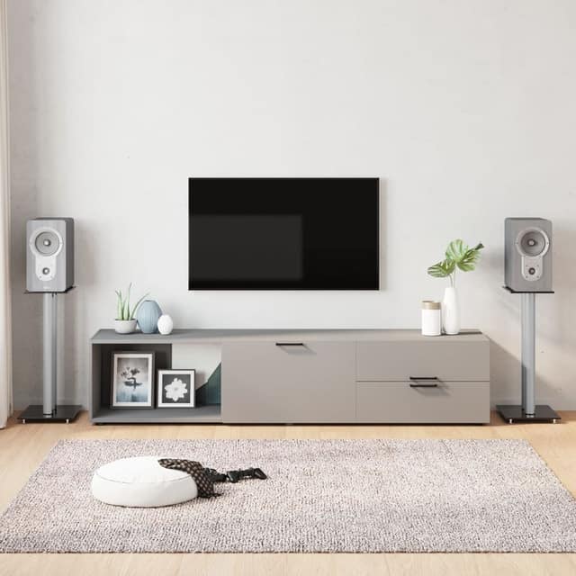 VidaXL Βάσεις Ηχείων με 2 Στήλες 2 Τεμ. Μαύρο/Ασημί από Ψημένο Γυαλί
