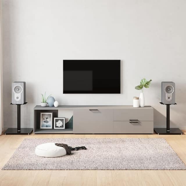 VidaXL Βάσεις Ηχείων με 1 Στήλη 2 τεμ. Μαύρες από Ψημένο Γυαλί