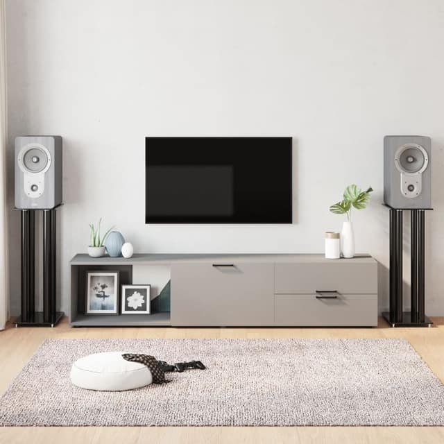 VidaXL Βάσεις Ηχείων με 4 Στήλες 2 Τεμ. Μαύρες από Ψημένο Γυαλί