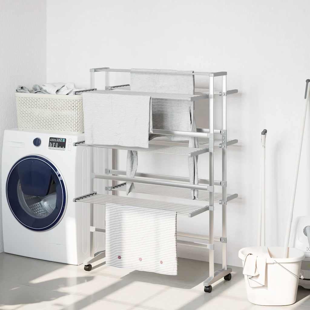 VidaXL Απλώστρα Ρούχων με Ροδάκια 89 x 64 x 129 εκ. από Αλουμίνιο