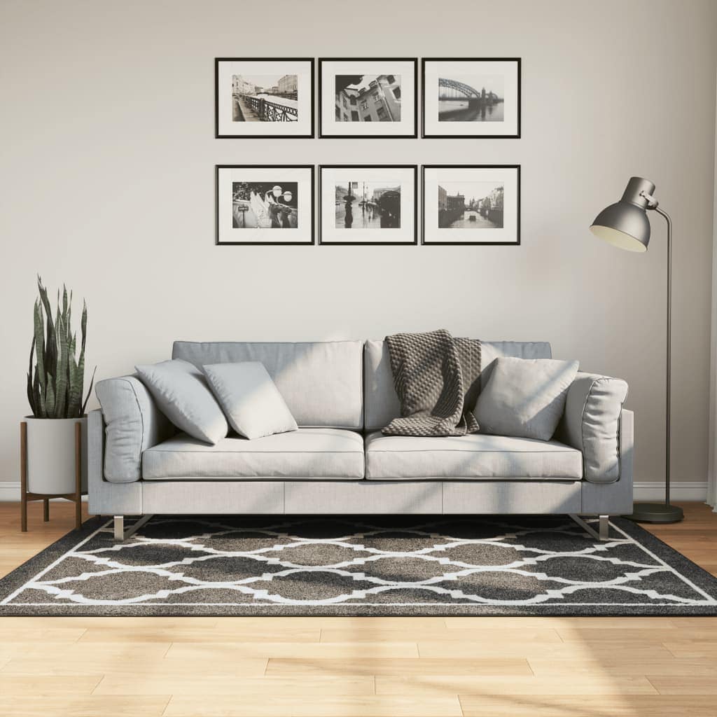 VidaXL Χαλί Πλενόμενο Μαύρο και Λευκό 120x180 εκ.