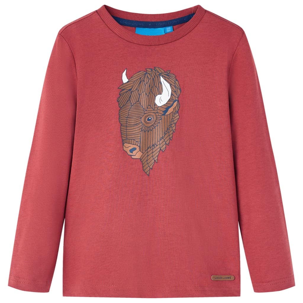 VidaXL Μπλουζάκι Παιδικό Μακρυμάνικο Χρώμα Burnt Red 116