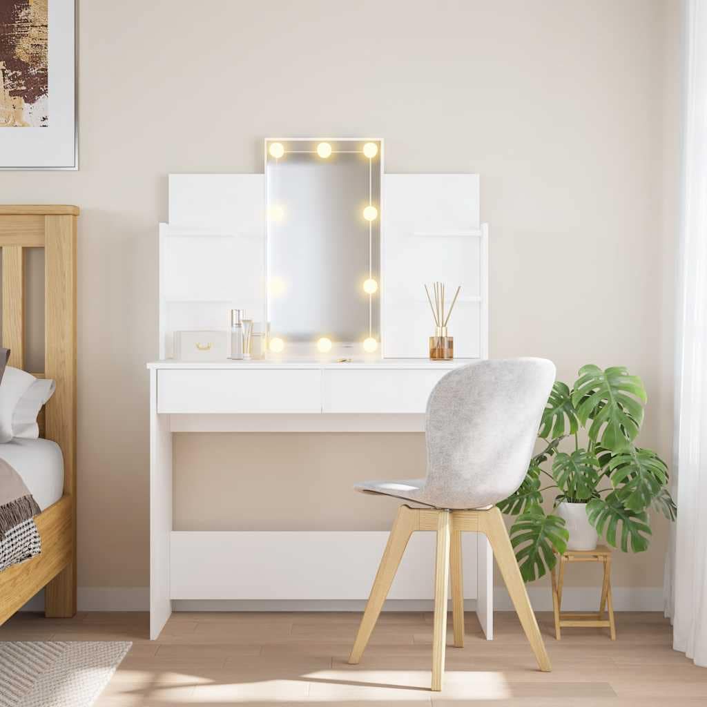 VidaXL Μπουντουάρ με LED Φώτα Λευκό 96x40x142 εκ.