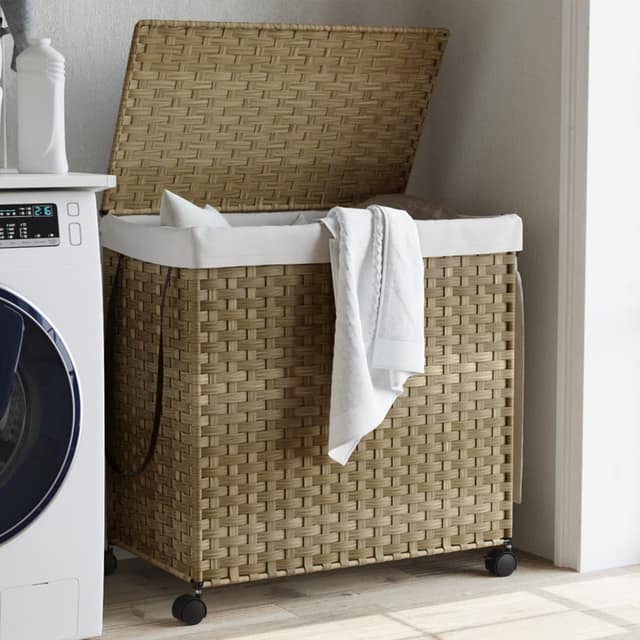 VidaXL Καλάθι Άπλυτων με Τροχούς 60 x 35 x 60,5 εκ. από Ρατάν