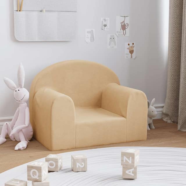 VidaXL Παιδικός καναπές Cream Soft Plush