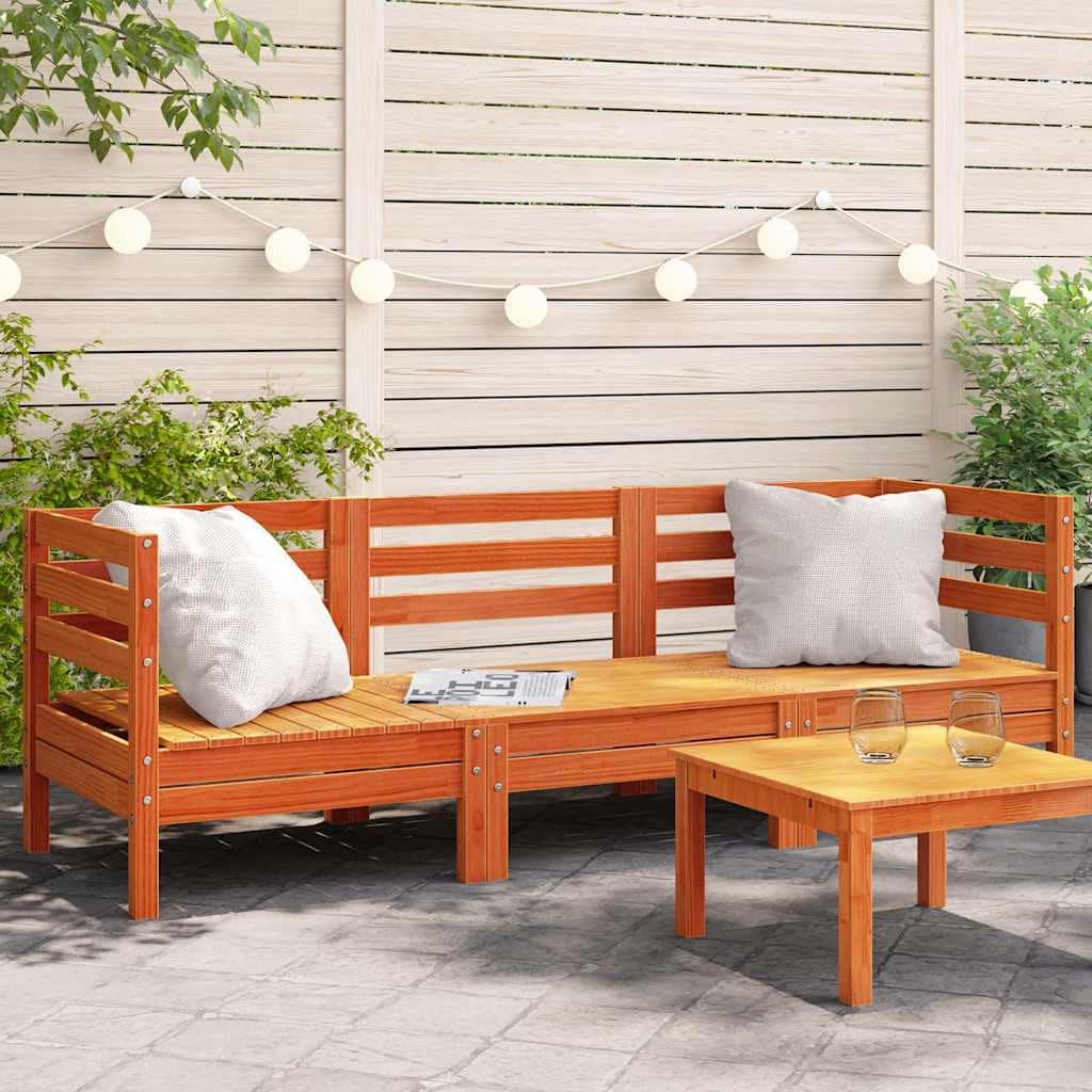 VidaXL Corner Sofa 3-θέσιο Solid Pine Wood Κερί Παλαίωσης 3-Seater