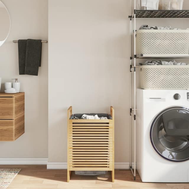 VidaXL Καλάθι Απλύτων με Γκρι Τσάντα 32x30x36,5 εκ. από Μπαμπού