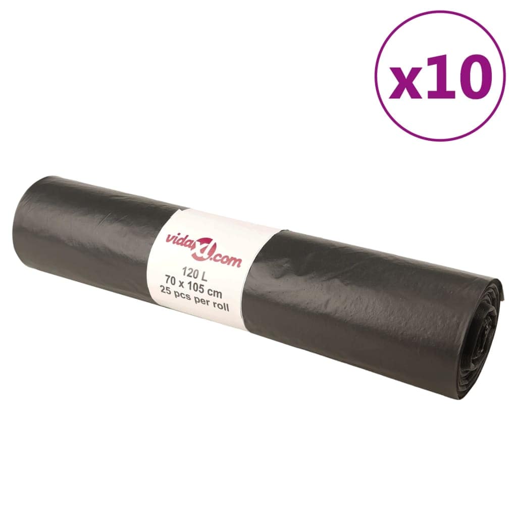 VidaXL Σακούλες Απορριμμάτων 250 τεμ. Μαύρες 120 Λ.