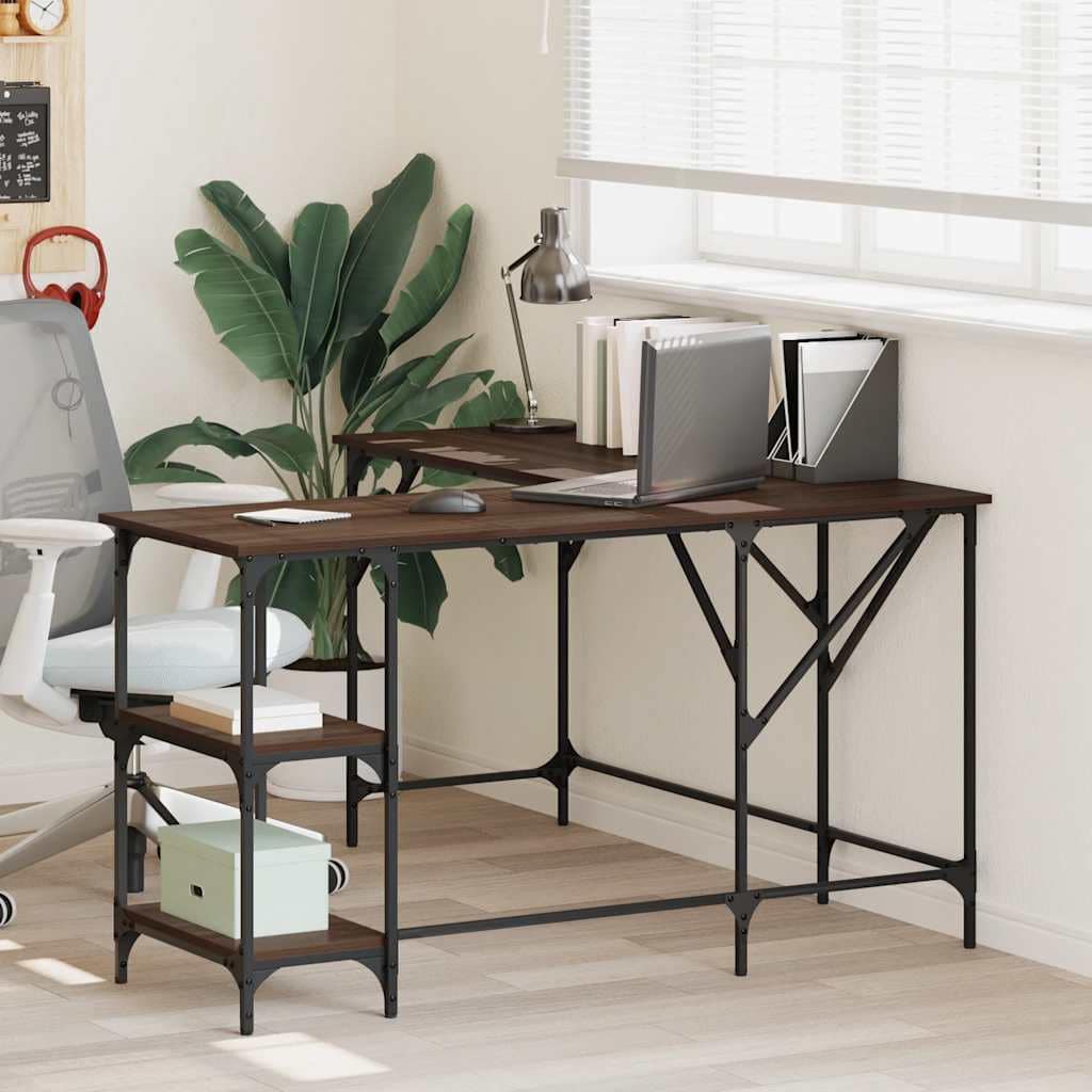 VidaXL Γραφείο Καφέ Δρυς 139x139x75 εκ. από Επεξεργασμένο Ξύλο