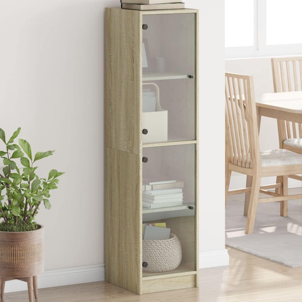 VidaXL Ντουλάπι Sonoma Δρυς 35 x 37 x 142 εκ. με Γυάλινες Πόρτες