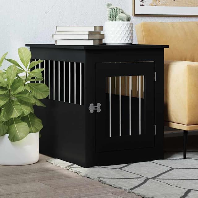 VidaXL Κλουβί Σκύλου Μαύρο 55 x 75 x 65 εκ. από Επεξεργασμένο Ξύλο