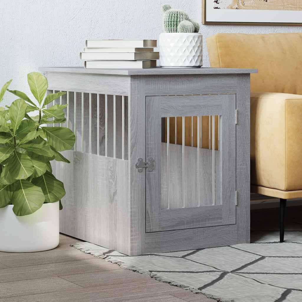 VidaXL Κλουβί Σκύλου Γκρι Sonoma 55x75x65 εκ. από Επεξεργ. Ξύλο