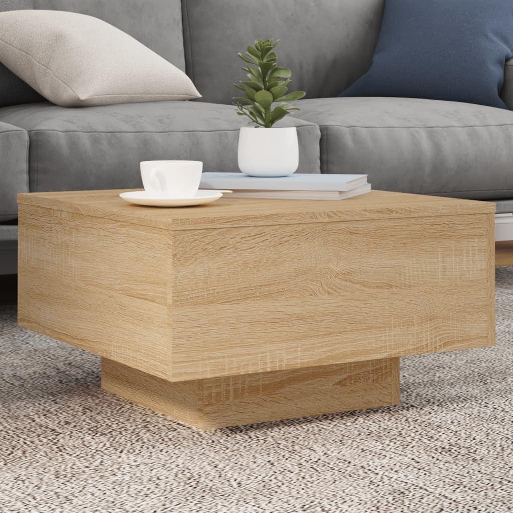 VidaXL Τραπεζάκι Σαλονιού με Φώτα LED Sonoma Δρυς 55x55x31 εκ.