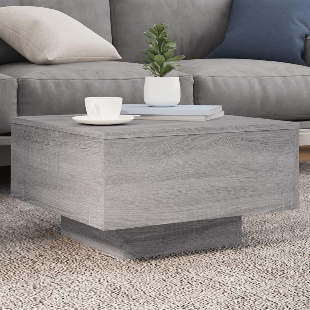 VidaXL Τραπεζάκι Σαλονιού με Φώτα LED Γκρι Sonoma 55x55x31 εκ.