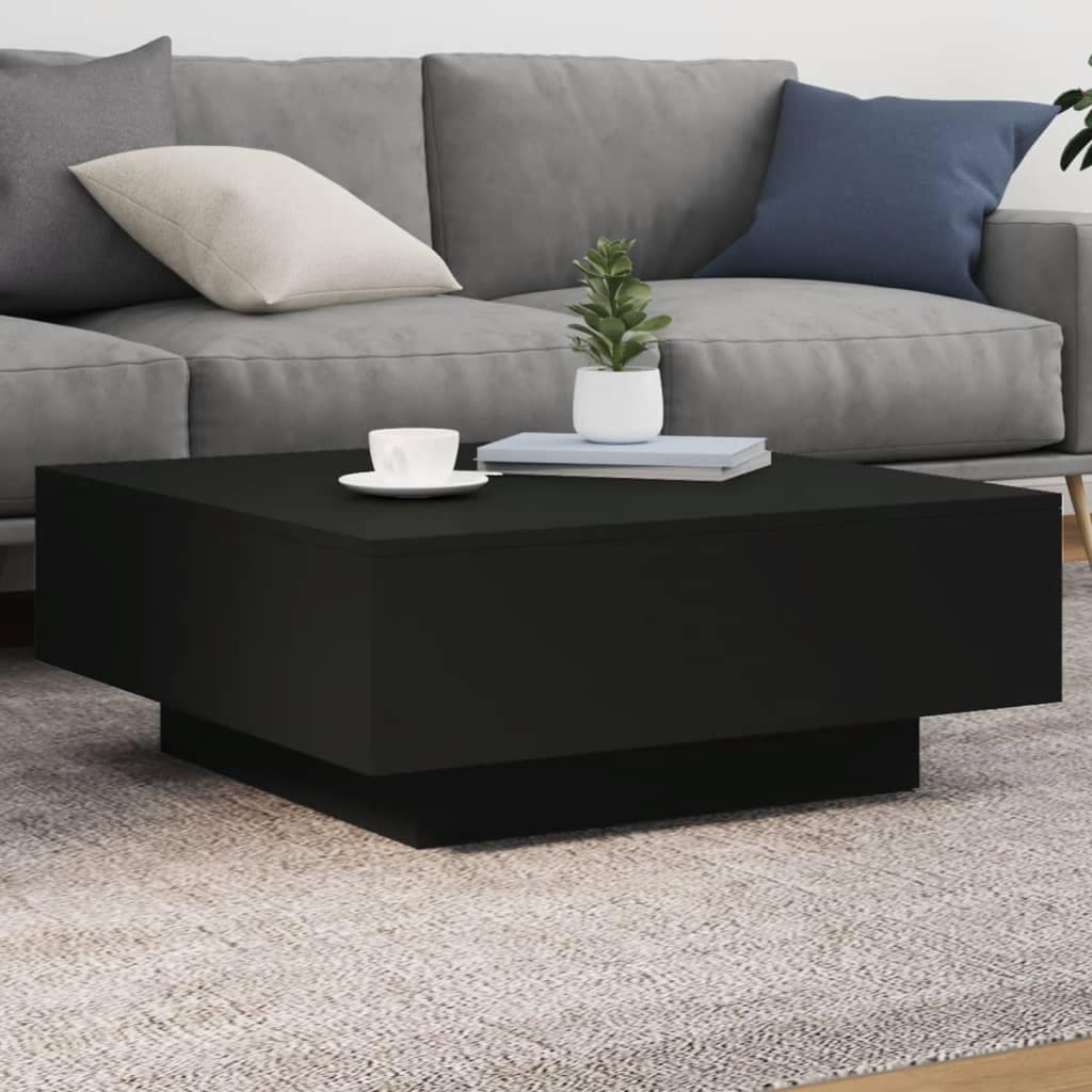 VidaXL Τραπεζάκι Σαλονιού με Φώτα LED Μαύρο 80x80x31 εκ.