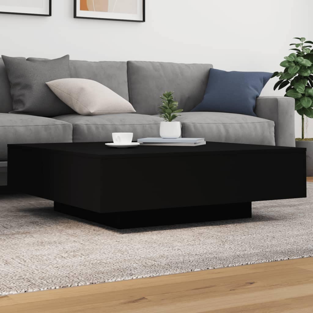 VidaXL Τραπεζάκι Σαλονιού με Φώτα LED Μαύρο 100x100x31 εκ.