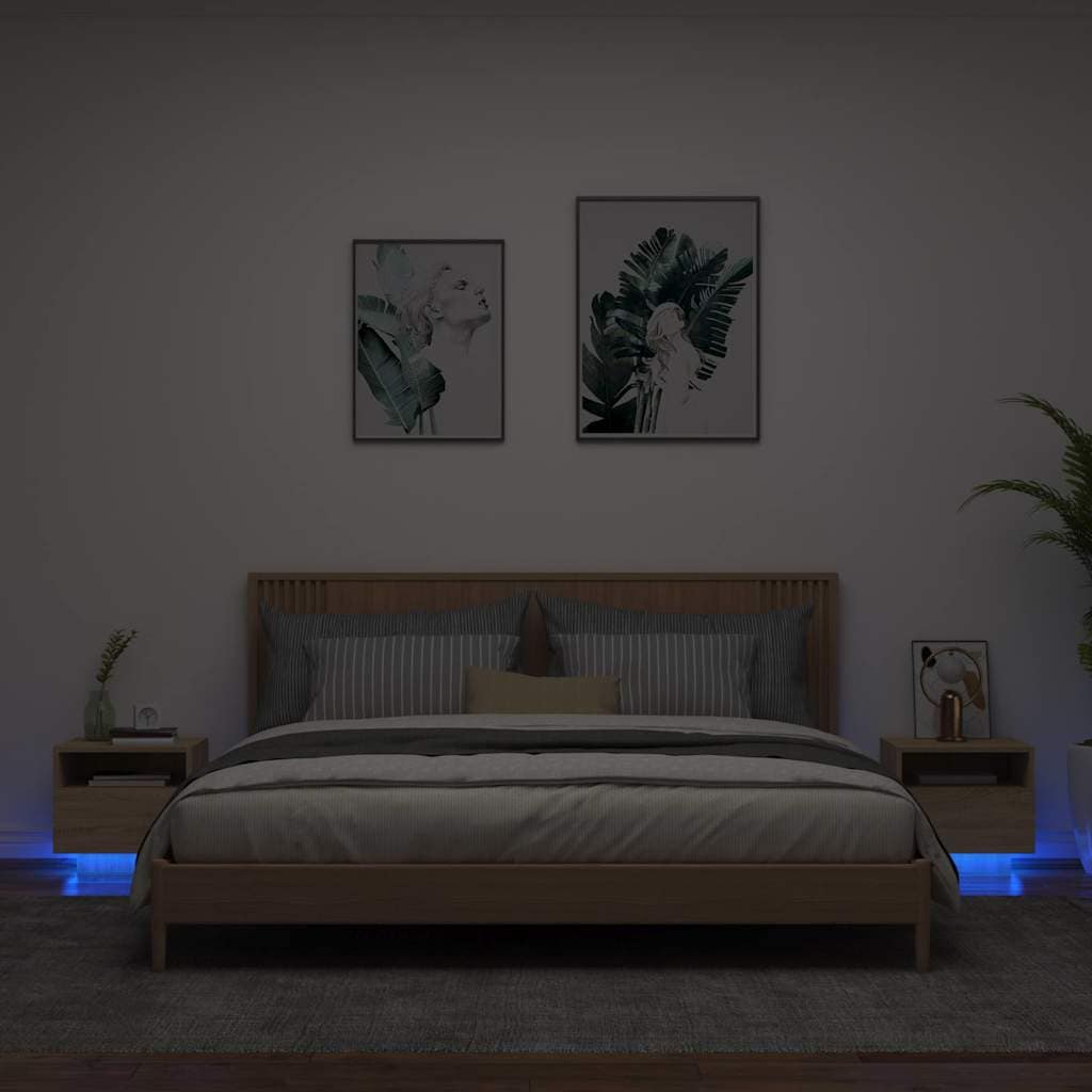 VidaXL Κομοδίνα με Φώτα LED 2 τεμ. Sonoma Δρυς 40 x 39 x 37 εκ.