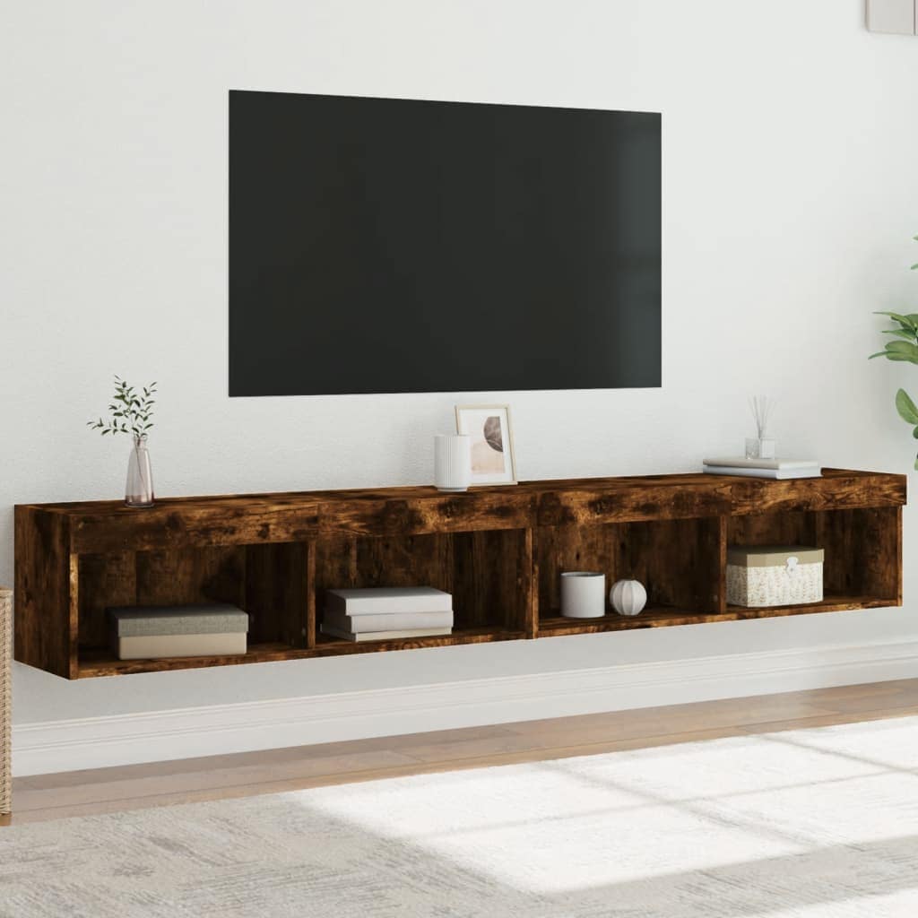 VidaXL Έπιπλα Τηλεόρασης με LED 2 τεμ. Καπνιστή Δρυς 100 x 30 x 30 εκ.