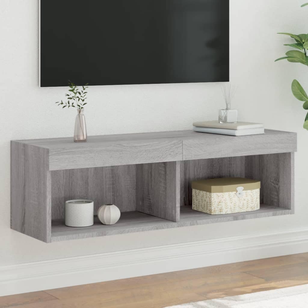 VidaXL Έπιπλο Τηλεόρασης με LED Γκρι Sonoma 100x30x30 εκ.