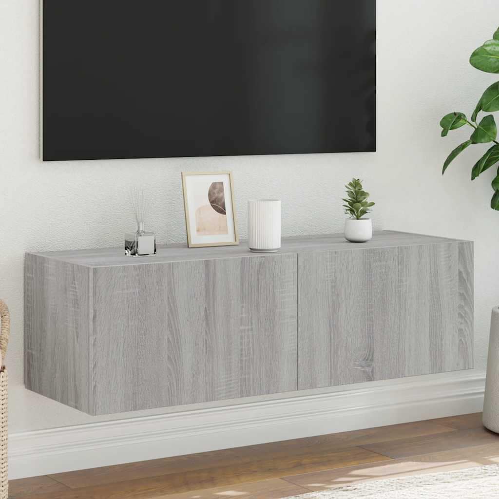 VidaXL Έπιπλο Τοίχου Τηλεόρασης με LED Γκρι Sonoma 100x35x31 εκ.