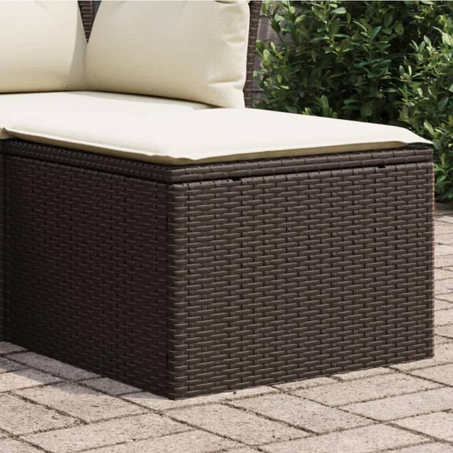 VidaXL Υποπόδιο Κήπου Καφέ 55x55x37 εκ. Συνθετικό Ρατάν με Μαξιλάρι