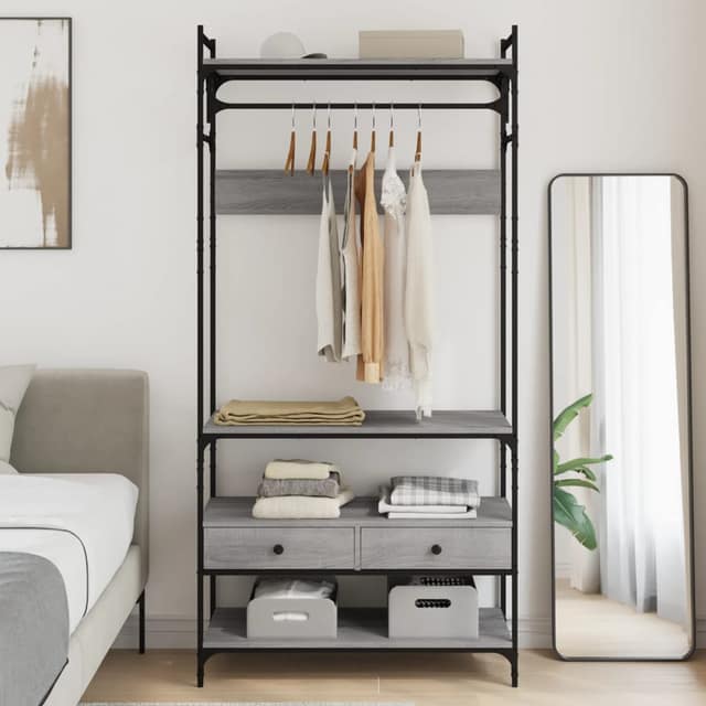 VidaXL Ντουλάπα με Συρτάρια Γκρι Sonoma 89x39x184,5 εκ Επεξεργ. Ξύλο