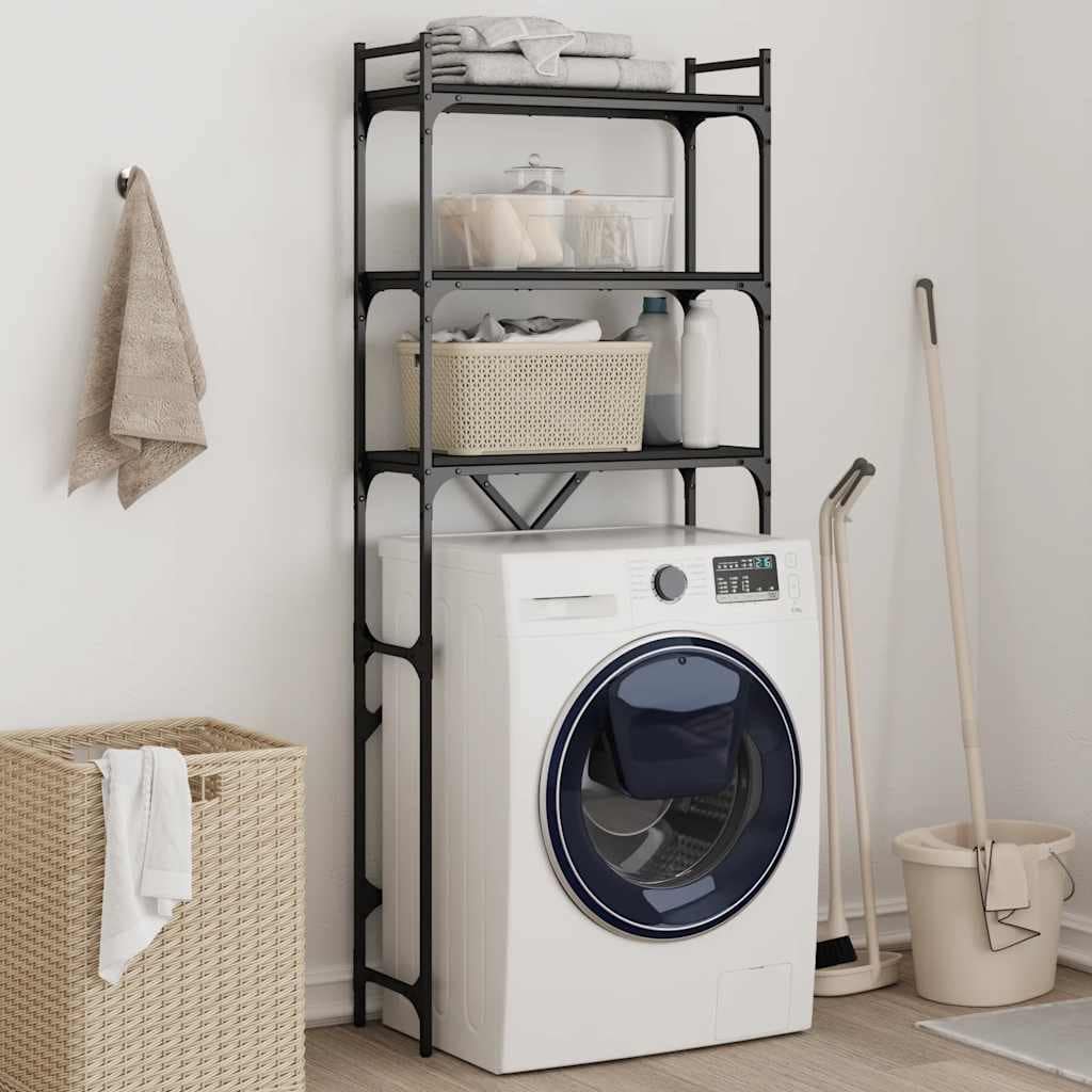 VidaXL Ραφιέρα Πλυντηρίου Μαύρη 67 x 25 x 163 εκ. από Επεξεργ. Ξύλο
