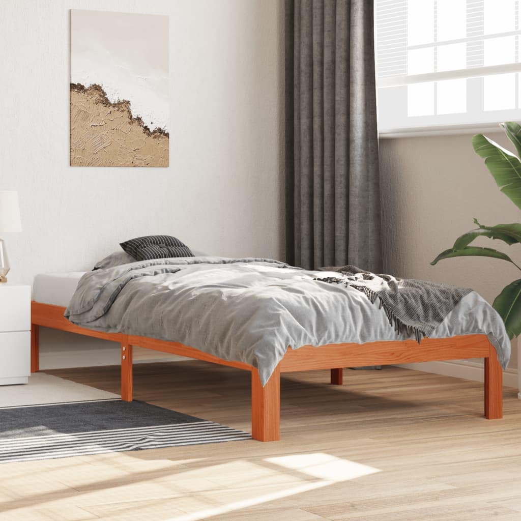VidaXL Bed Frame Κερί Παλαίωσης 100 x 200 cm Solid pine wood