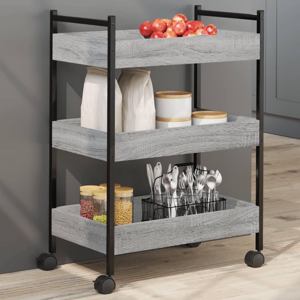 VidaXL Τρόλεϊ Κουζίνας Sonoma Γκρι 50x30x70 εκ. από Επεξεργασμένο Ξύλο