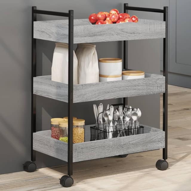 VidaXL Τρόλεϊ Κουζίνας Sonoma Γκρι 50x30x70 εκ. από Επεξεργασμένο Ξύλο