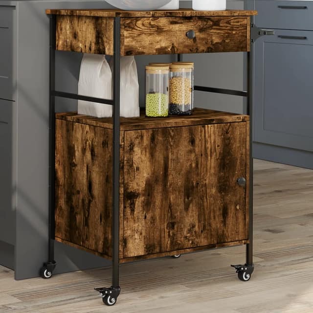 VidaXL Τρόλεϊ Κουζίνας Καπνιστή Δρυς 56x43x89,5 εκ. Επεξεργασμένο Ξύλο