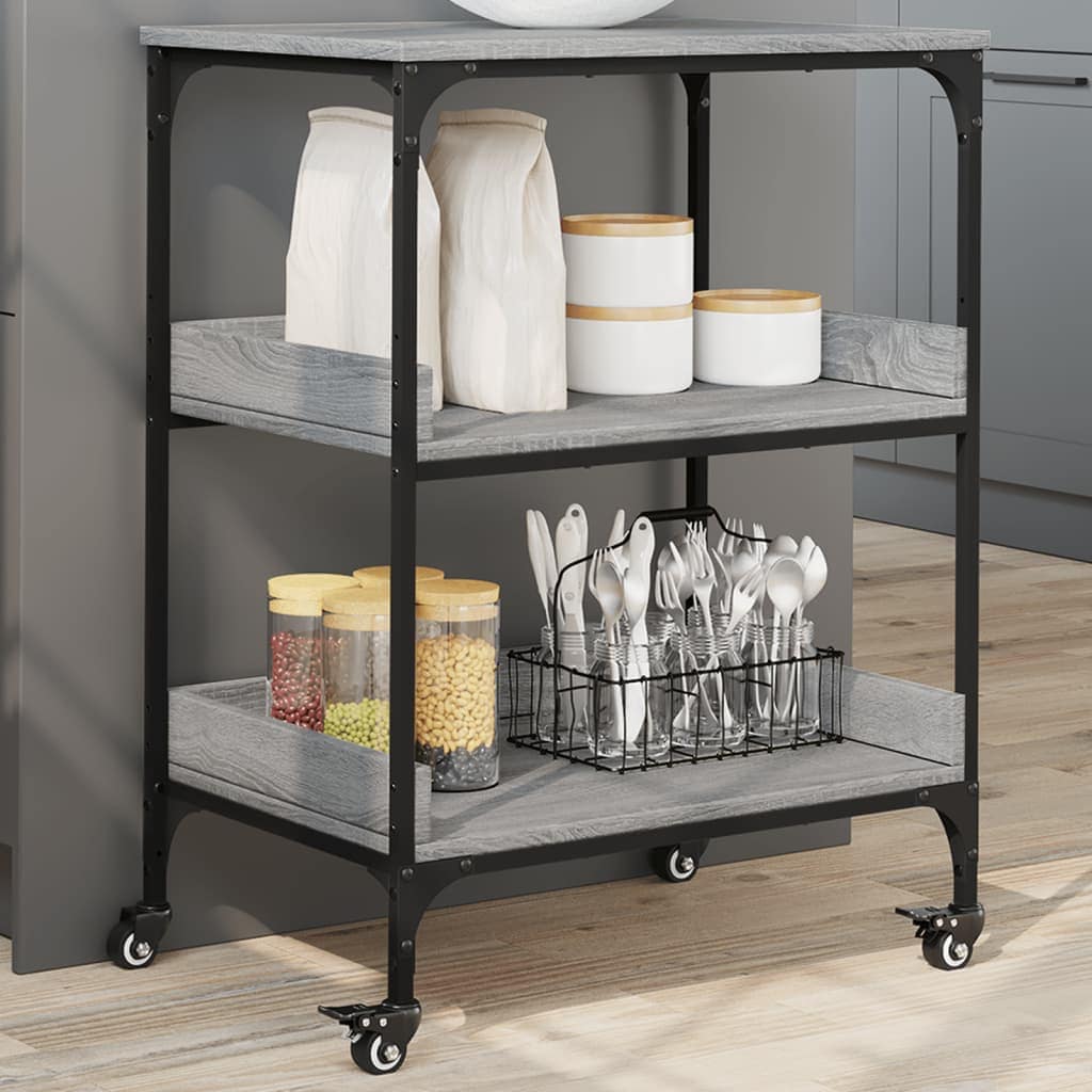 VidaXL Τρόλεϊ Κουζίνας Sonoma Γκρι 60x41x80,5 εκ. Επεξεργασμένο Ξύλο