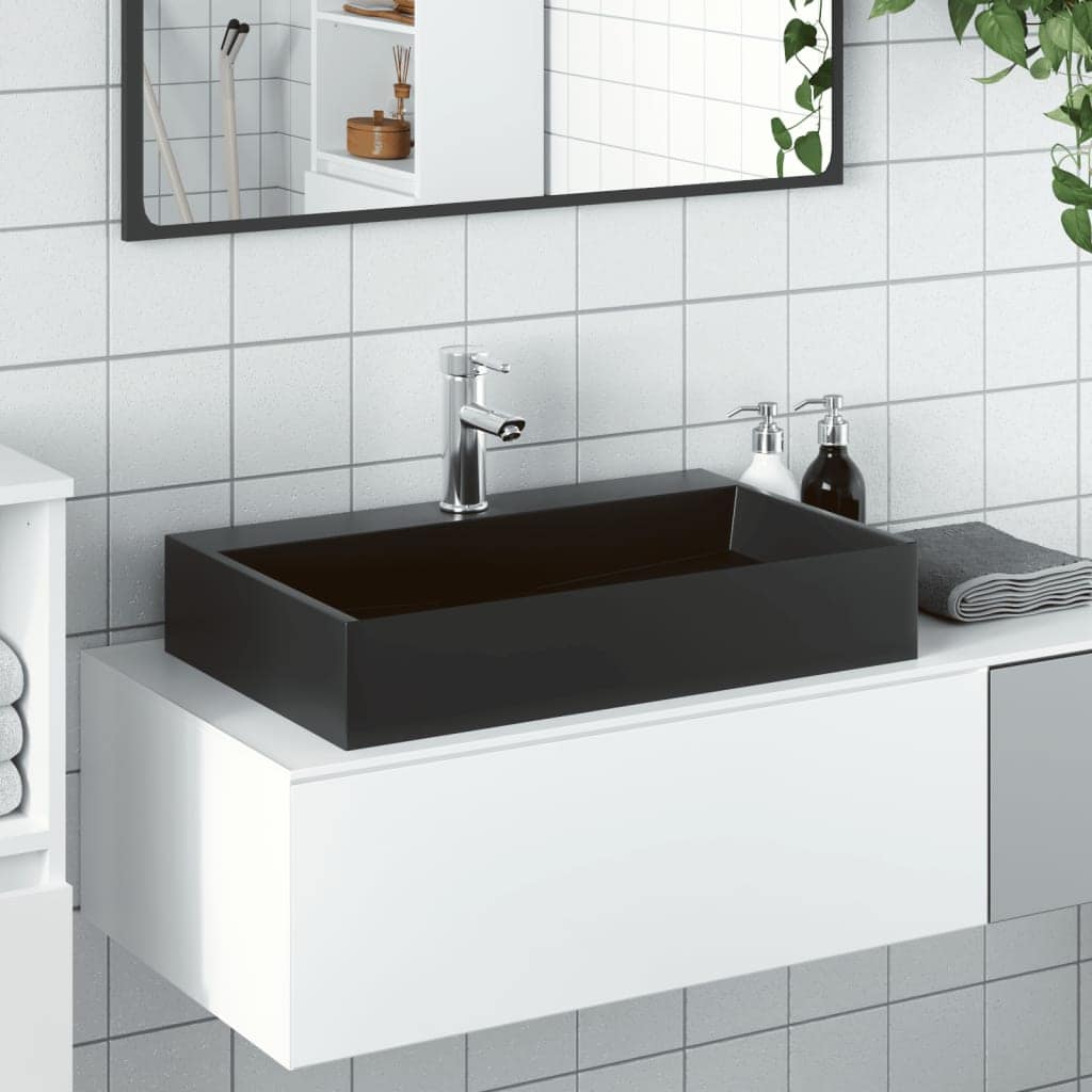 VidaXL Νιπτήρας Μαύρος Ματ 60x38x11 εκ. Συνθετικός από Τεχνητό Μάρμαρο