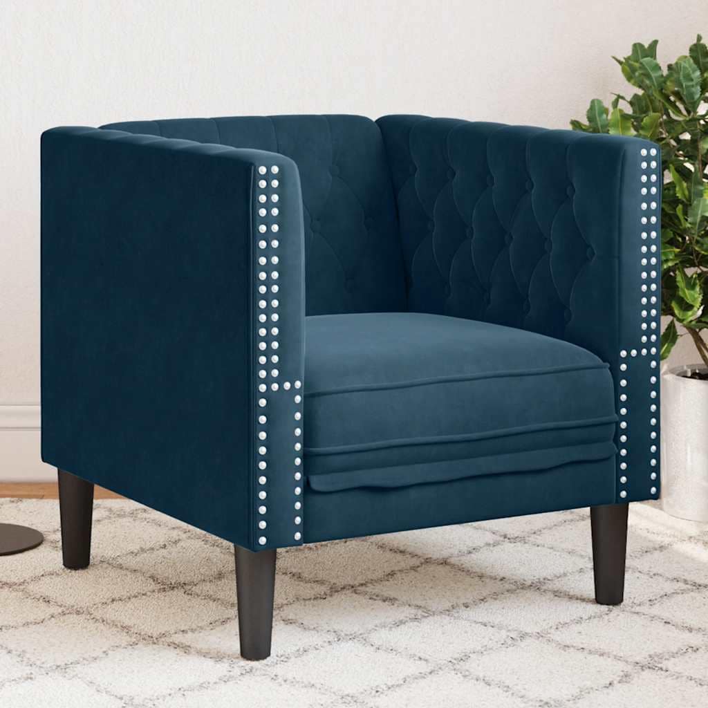 VidaXL Πολυθρόνα Chesterfield Μπλε Βελούδινη